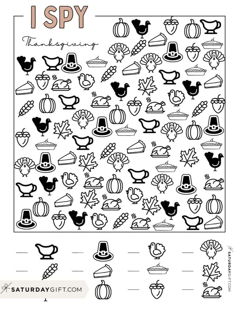 Free Thanksgiving I Spy Printable | Saturdaygift within Thanksgiving Hidden Pictures Printables Free Printable