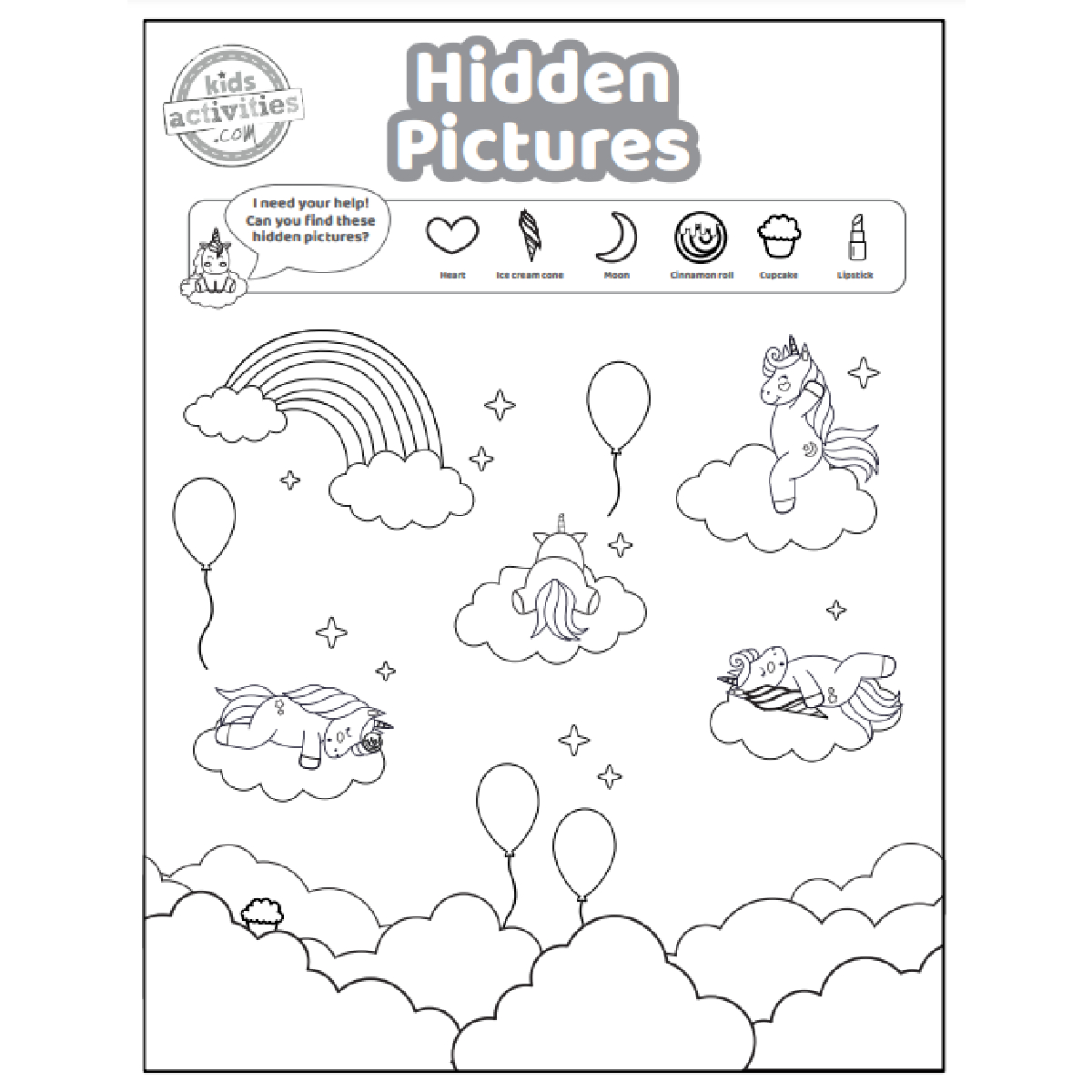 Free Unicorn Hidden Pictures Printables | Kids Activities Blog within Printable Hidden Picture Activities