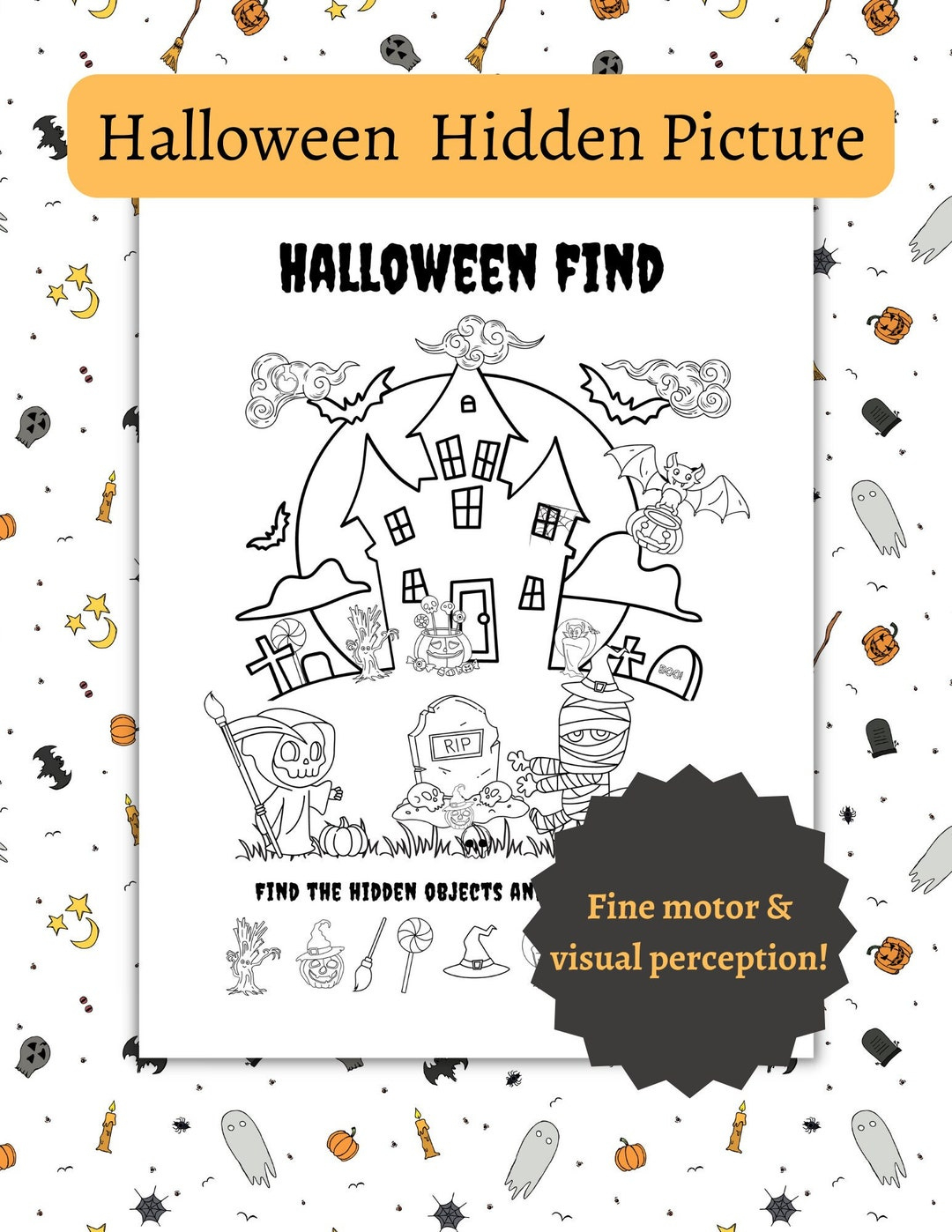 Halloween Fine Motor Hidden Picture - Etsy.de in Halloween Hidden Pictures