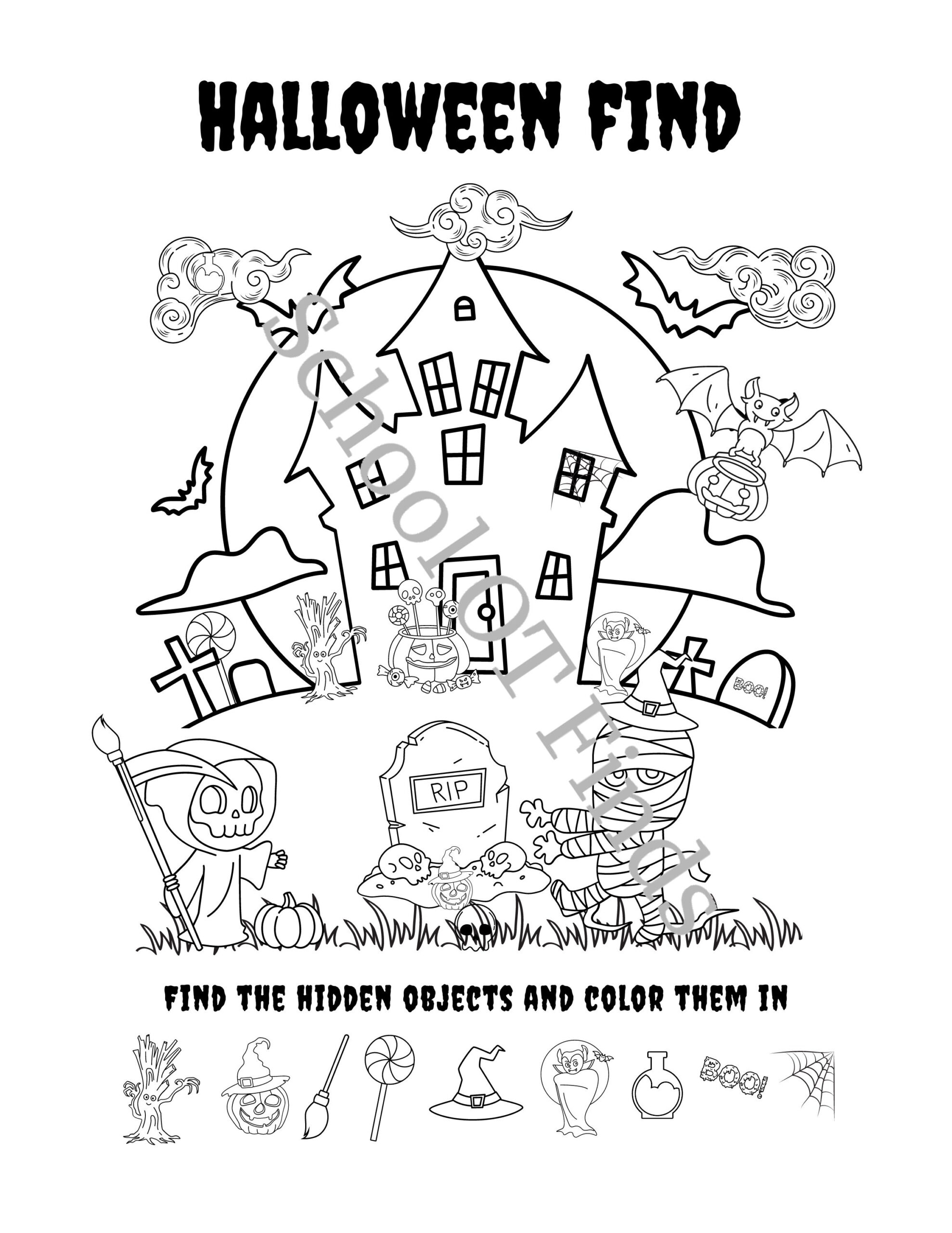 Halloween Fine Motor Hidden Picture - Etsy.de inside Hidden Pictures For Halloween
