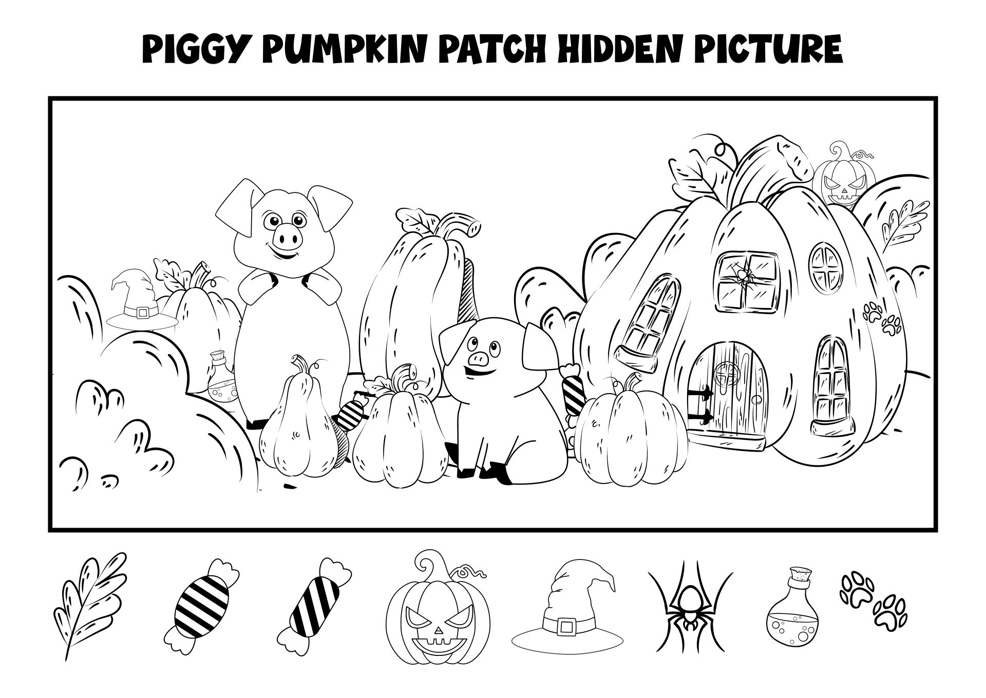 Halloween Hidden Objects - 15 Free Pdf Printables | Printablee intended for Hidden Pictures Piggy Pumpkin Patch
