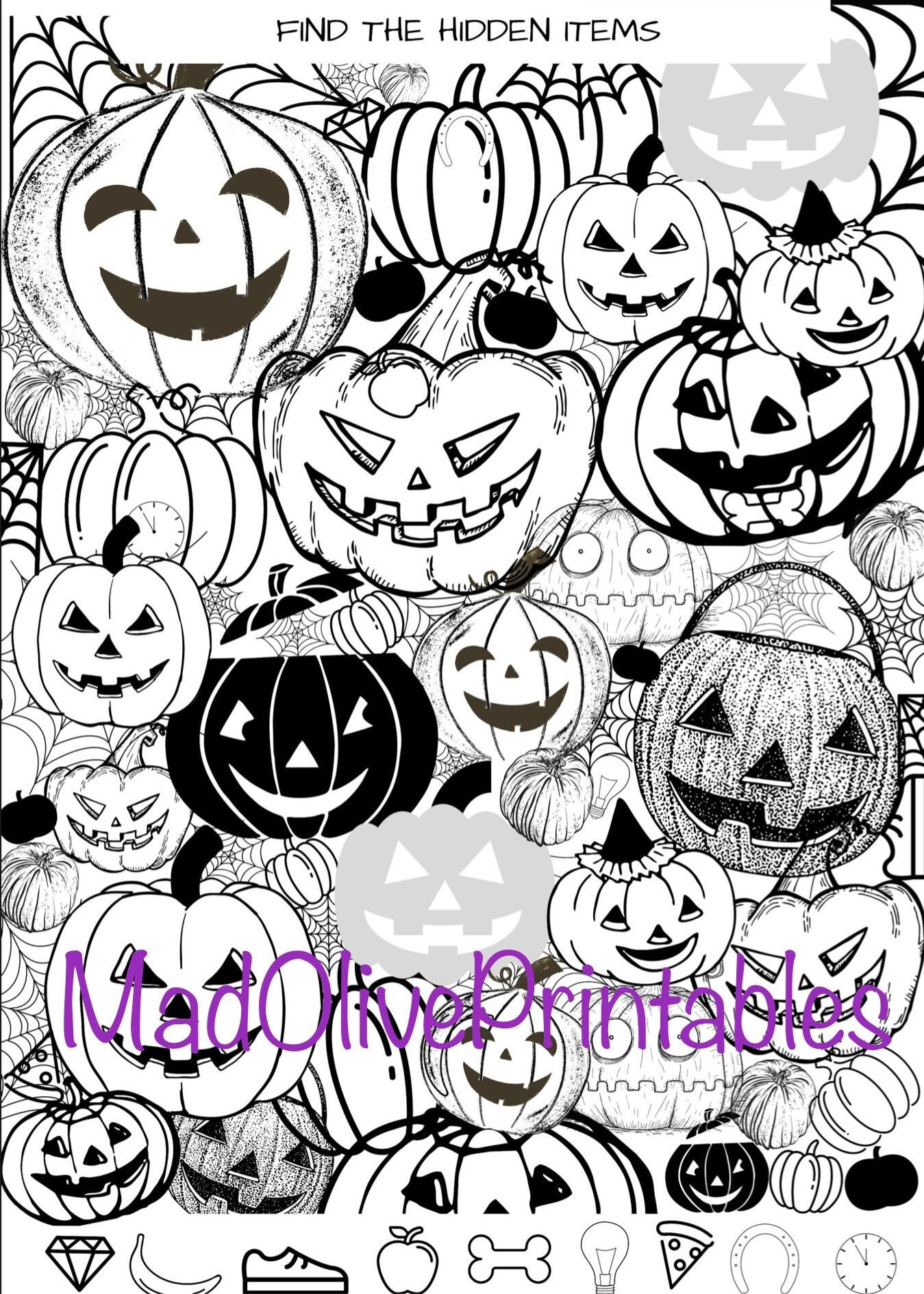 Halloween Hidden Picture Printable - Etsy - Worksheets Library inside Hard Halloween Hidden Pictures