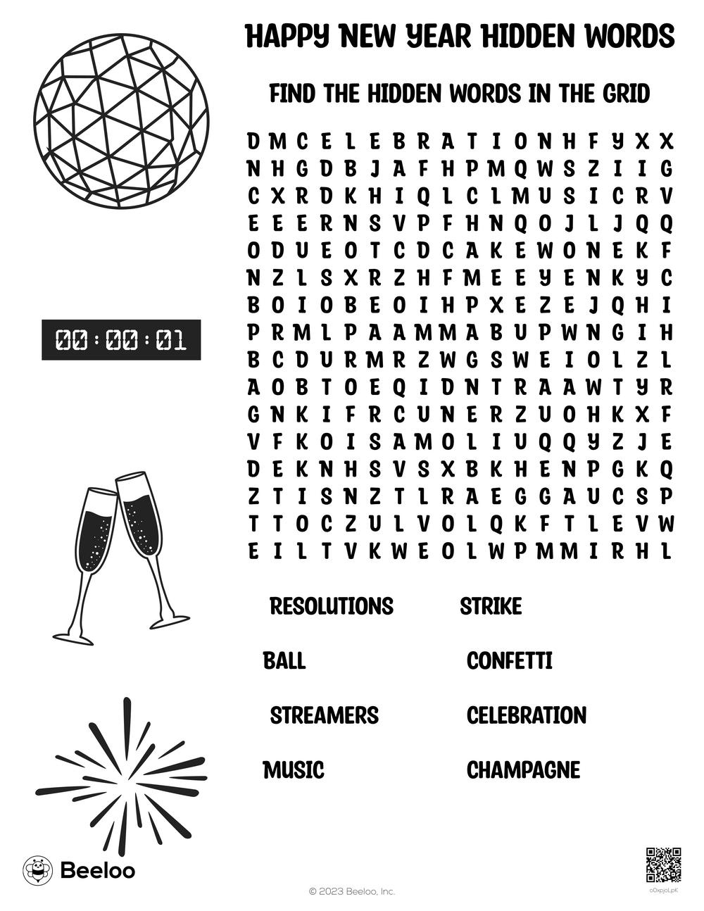 Happy New Year Hidden Words • Beeloo Printable Crafts And inside Happy New Year Hidden Pictures
