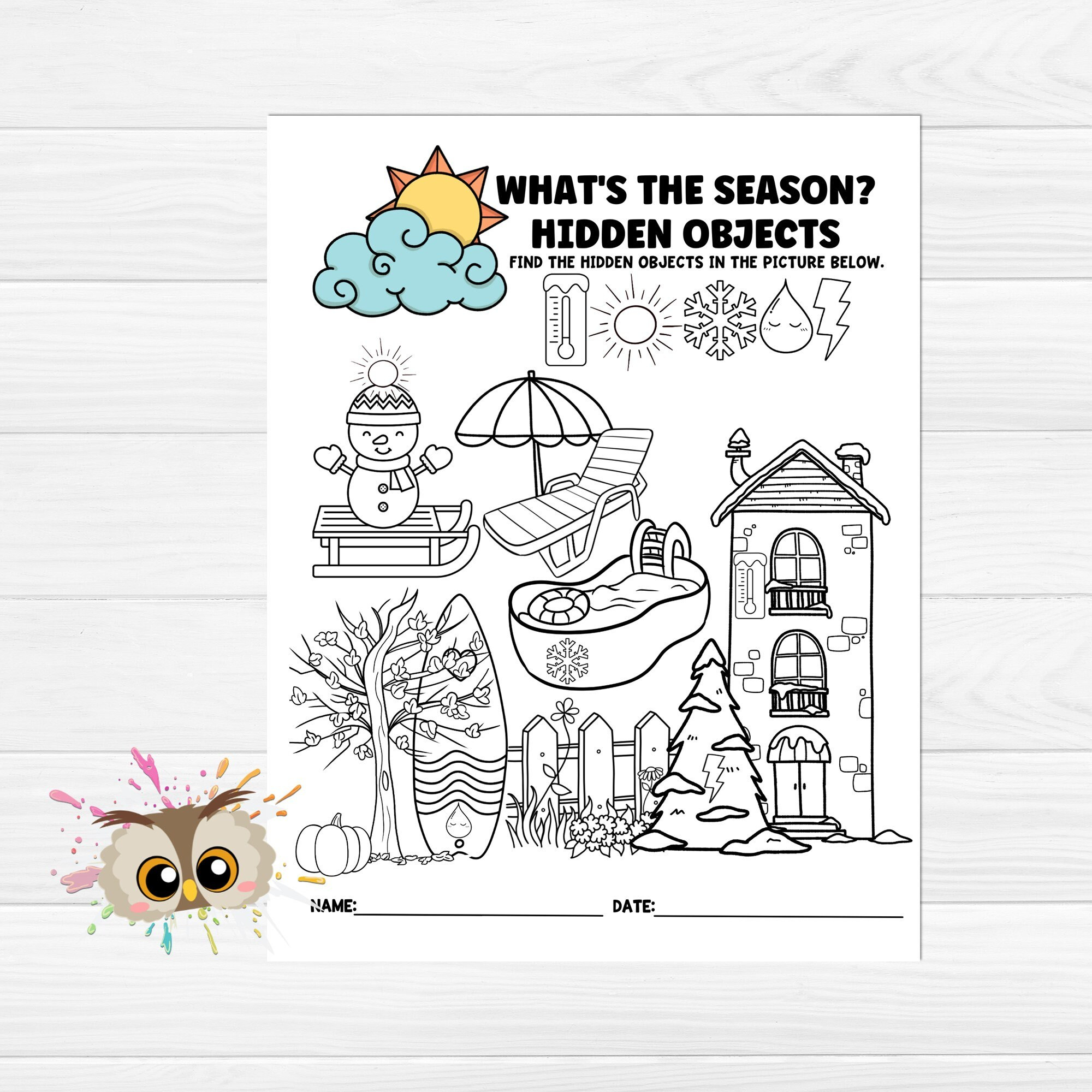 Hidden Object Game, Four Seasons Worksheets, Science Coloring Page inside Hidden Pictures Printable Seasonal