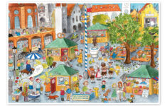 Hidden Object Poster, Market In Munich Printannegret Reimann throughout Hidden Pictures In Market