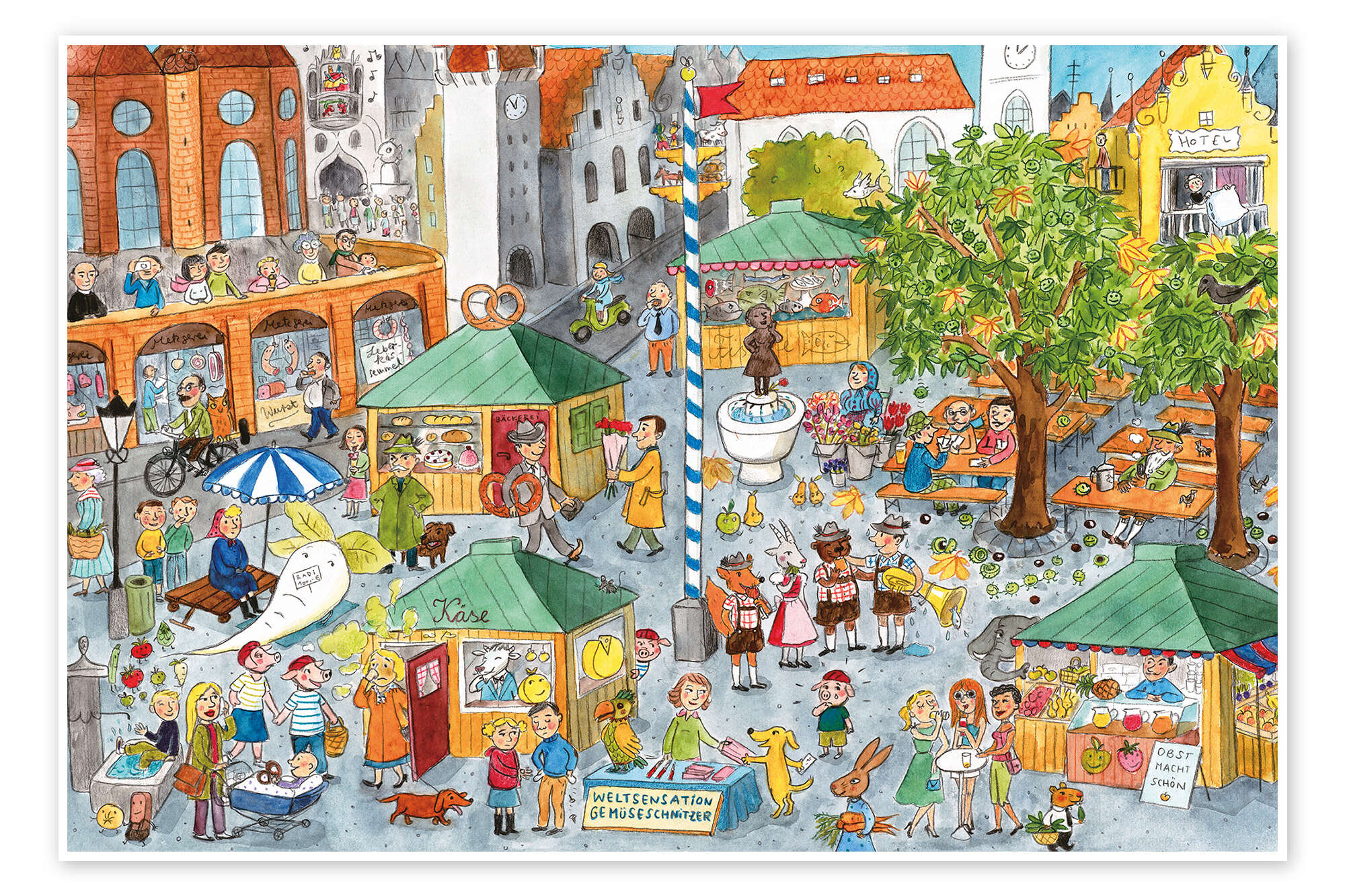 Hidden Object Poster, Market In Munich Printannegret Reimann throughout Hidden Pictures In Market