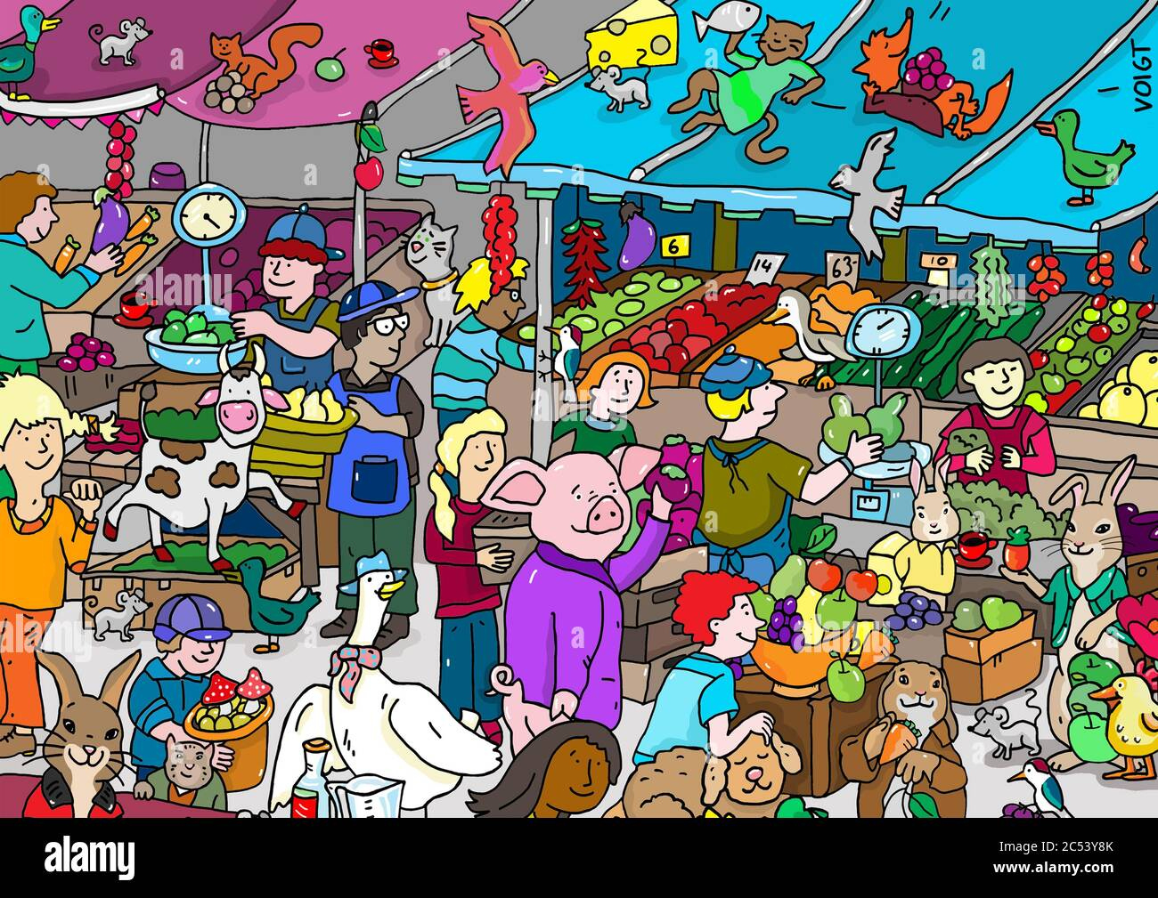 Hidden Objects, Market, Farmers, Weekly Market, Farmers in Hidden Pictures Fruits And Vegetables