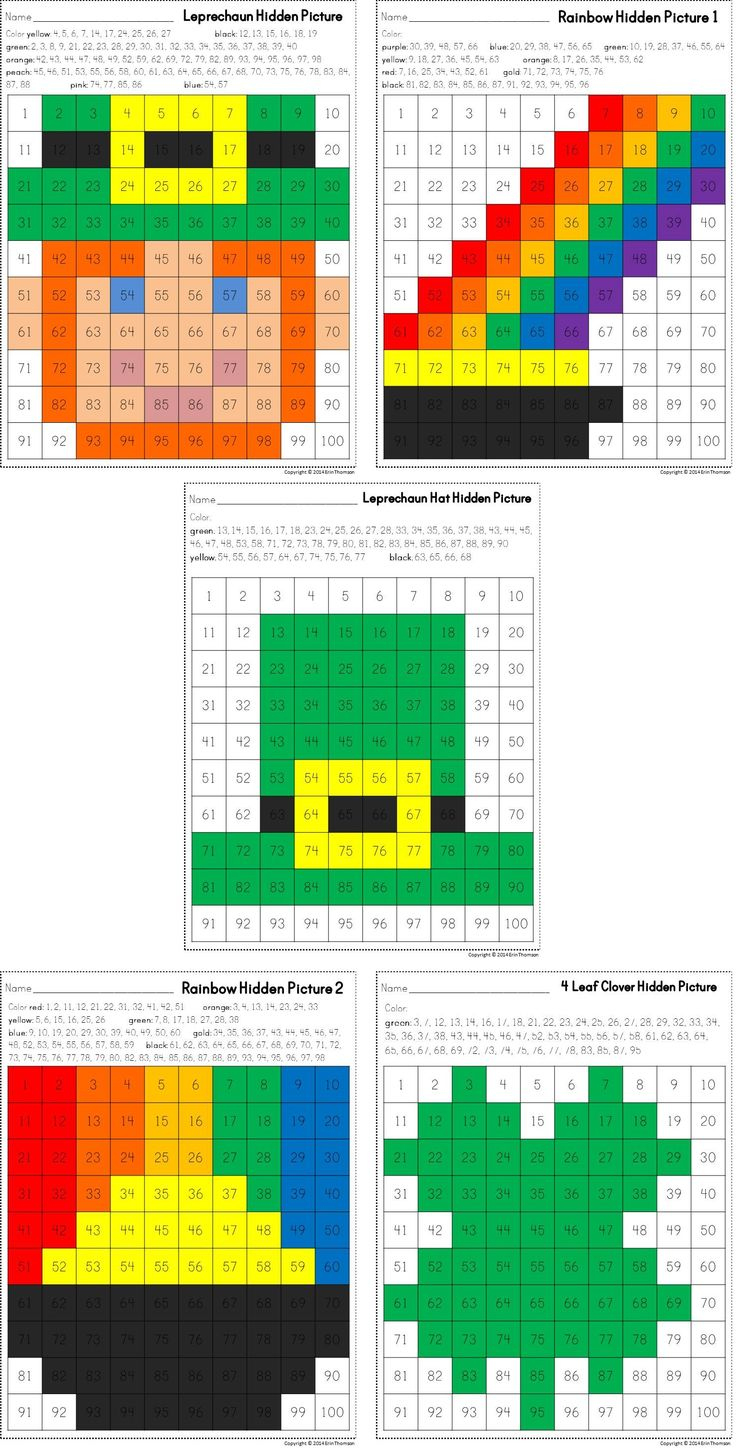 Hidden Pictures In A Hundred Chart ~ St. Patrick&amp;#039;S Day with regard to 100 Chart Hidden Pictures