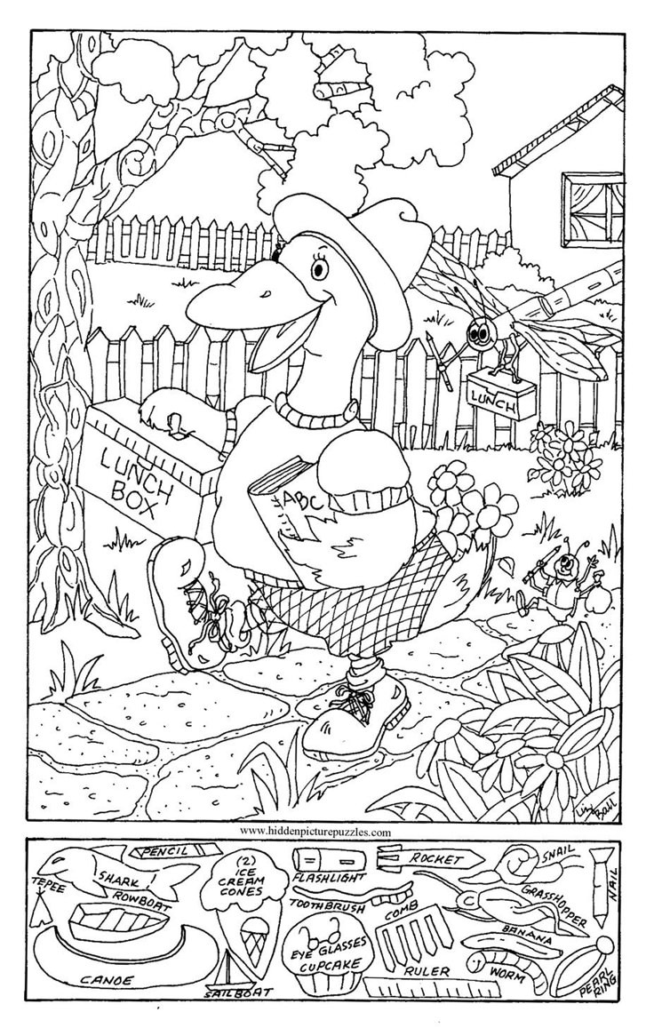 Hidden Pictures Page - Print Your Hidden Pictures Duck School Page pertaining to Hidden Pictures Print