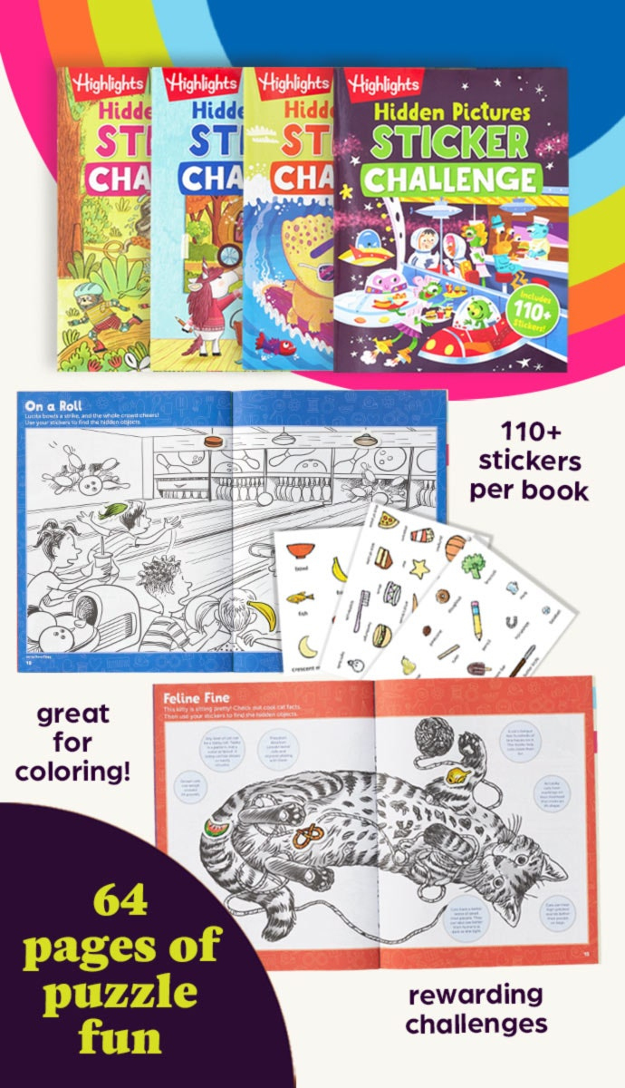 Hidden Pictures Sticker Challenge 4-Book Set | Highlights For Children within Highlights Sticker Hidden Pictures