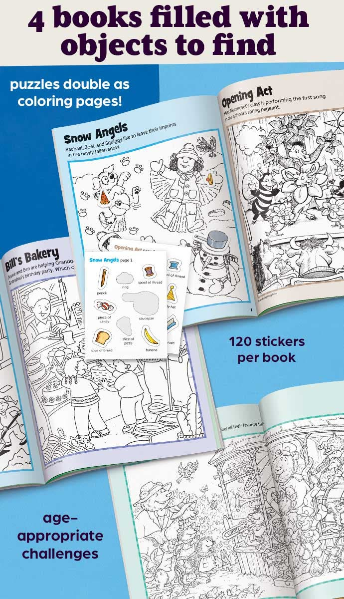 Hidden Pictures Sticker Fun 4-Book Set | Highlights For Children inside Highlights Hidden Pictures Sticker Fun