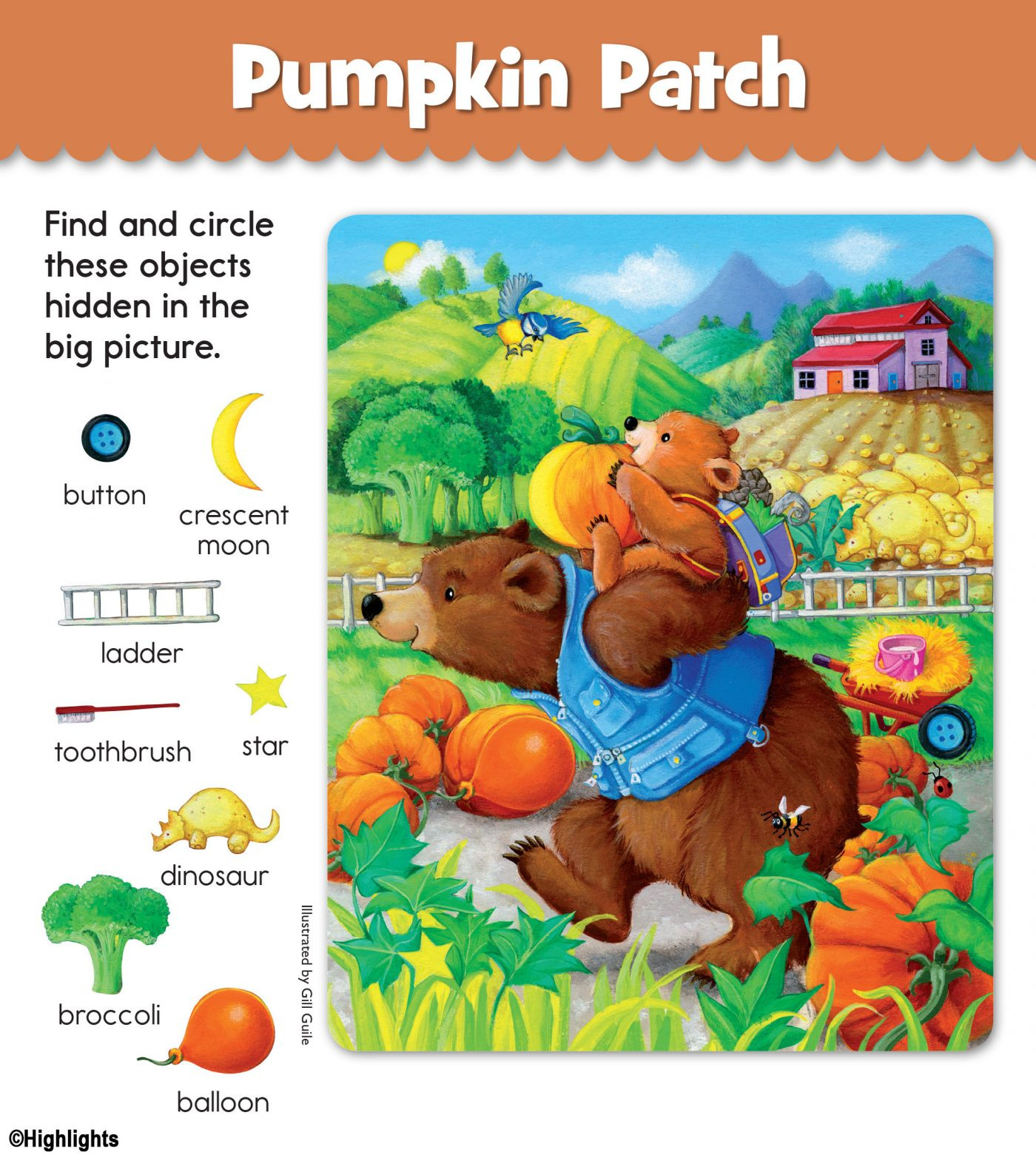 Highlights Hidden Pictures Fun! + Free Activities - Silver Dolphin with Pumpkin Patch Hidden Pictures
