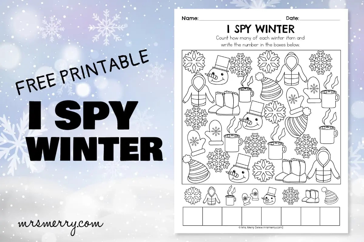 I Spy Winter Free Printable Worksheet | Mrs. Merry throughout Winter Hidden Pictures Worksheets