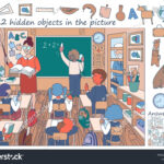 Lehrer Unterrichten Kinder Im Unterricht. Finden: Stock Inside Finding The Hidden Pictures