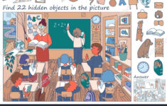 Lehrer Unterrichten Kinder Im Unterricht. Finden: Stock inside Finding The Hidden Pictures