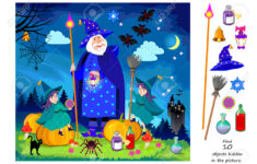 Logic Puzzle Game For Kids. Find 10 Objects Hidden In The Picture pertaining to Halloween Hidden Pictures Online