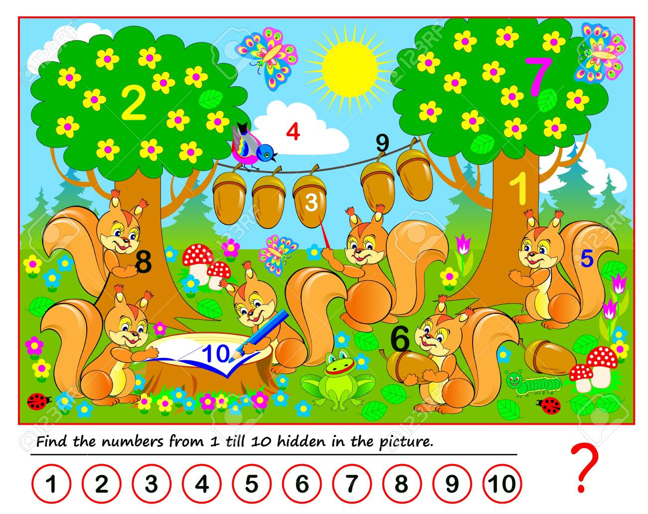 Logic Puzzle Game. Math Education For Young Children. Find The in Hidden Pictures Math Games