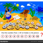 Math Education Children Logic Puzzle Game Find Numbers Till Hidden Intended For Finding Hidden Treasure Printable