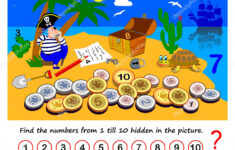 Math Education Children Logic Puzzle Game Find Numbers Till Hidden intended for Finding Hidden Treasure Printable