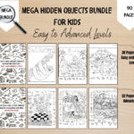 Mega Hidden Objects Bundle For Kids, 90 Pages Of Brain Boosting For Medium Hidden Pictures Printable