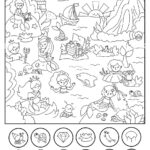 Mermaid Vector Black And White Searching Game With Sea Lagoon With Regard To Ocean Hidden Picture Printable