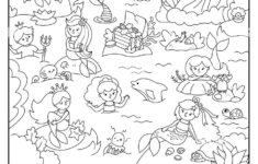 Mermaid Vector Black And White Searching Game With Sea Lagoon with regard to Ocean Hidden Picture Printable