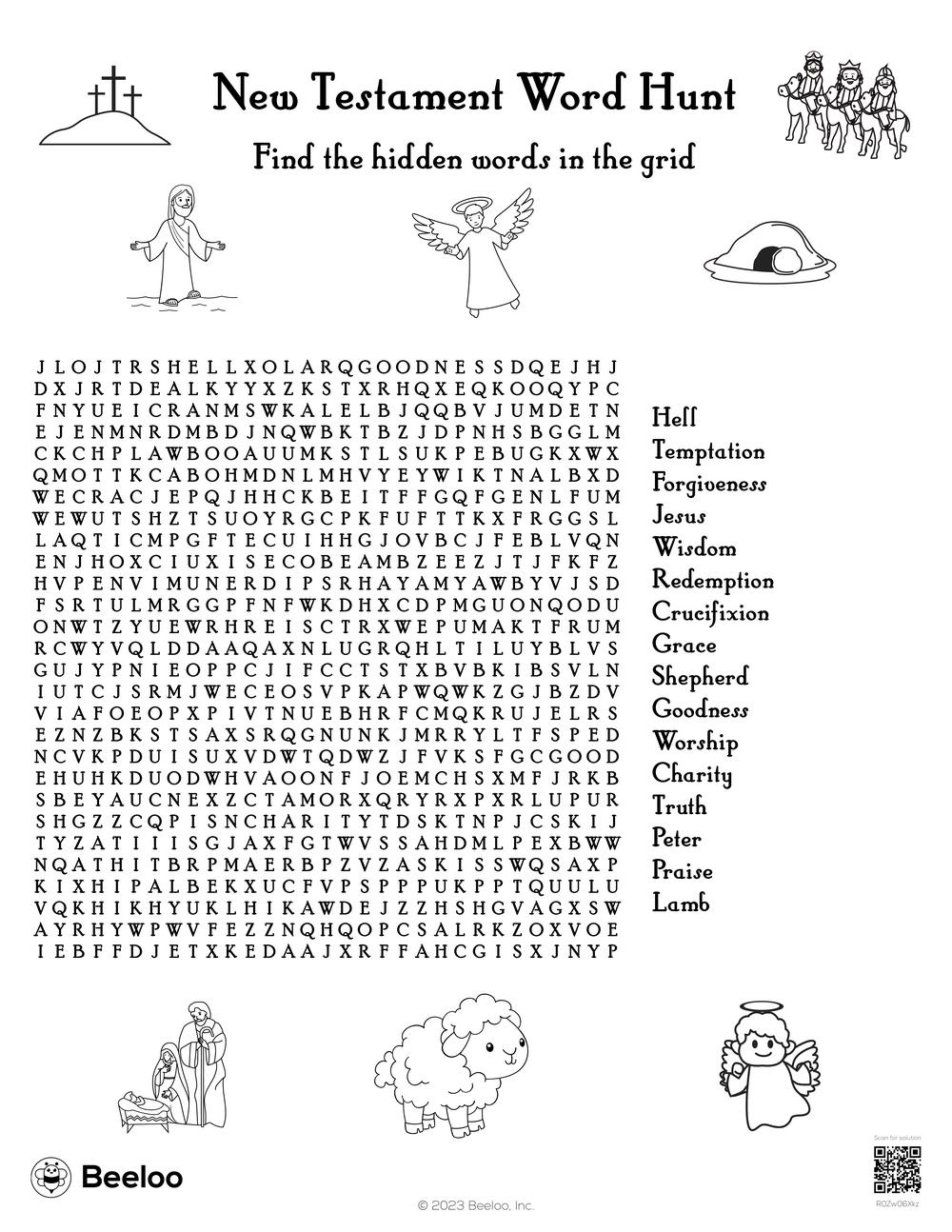 New Testament Word Hunt • Beeloo Printable Crafts And Activities with Hidden Picture New and Difficult