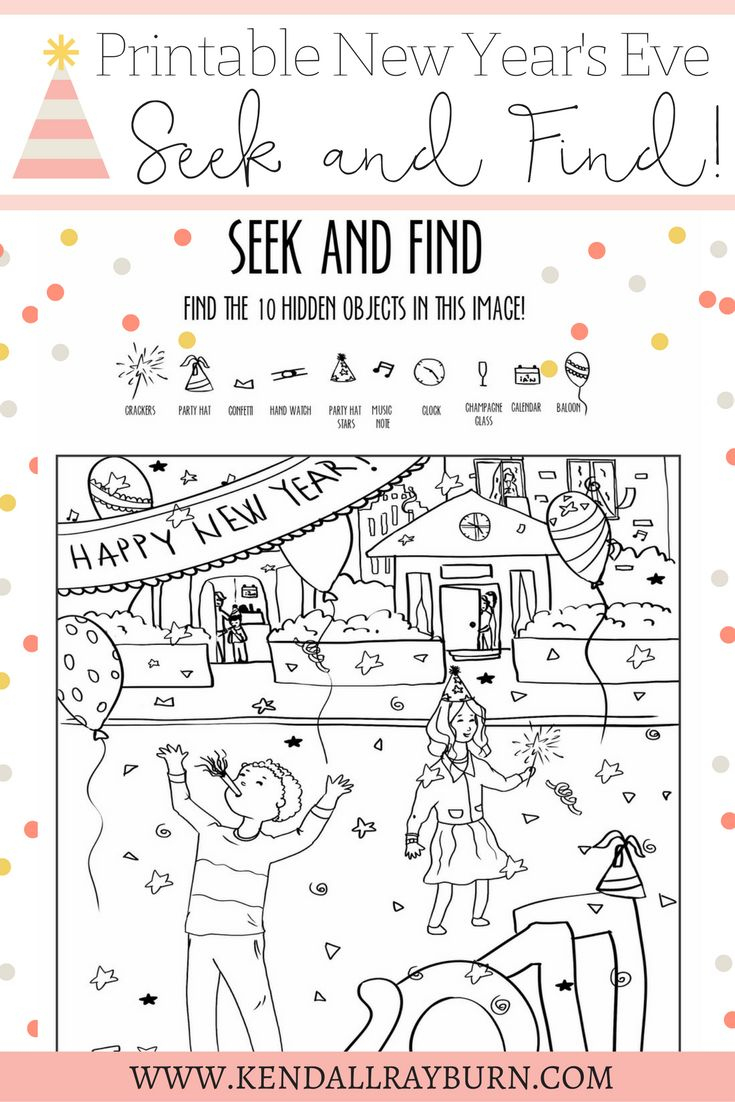 New Year&amp;#039;S Eve Printable with Happy New Year Hidden Pictures