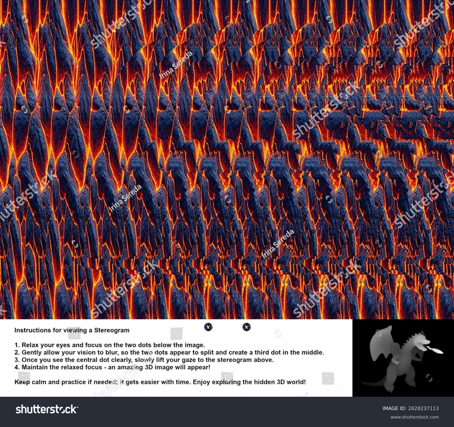 Optical Illusion Stereogram Hidden 3D Shape Stock Illustration with 3 Dimensional Hidden Pictures