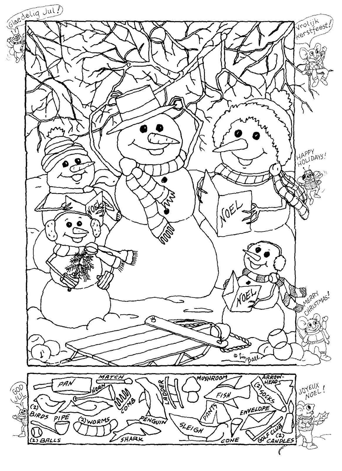 Snowman Hidden Picture Puzzle For Christmas! in Hidden Pictures Christmas Worksheets