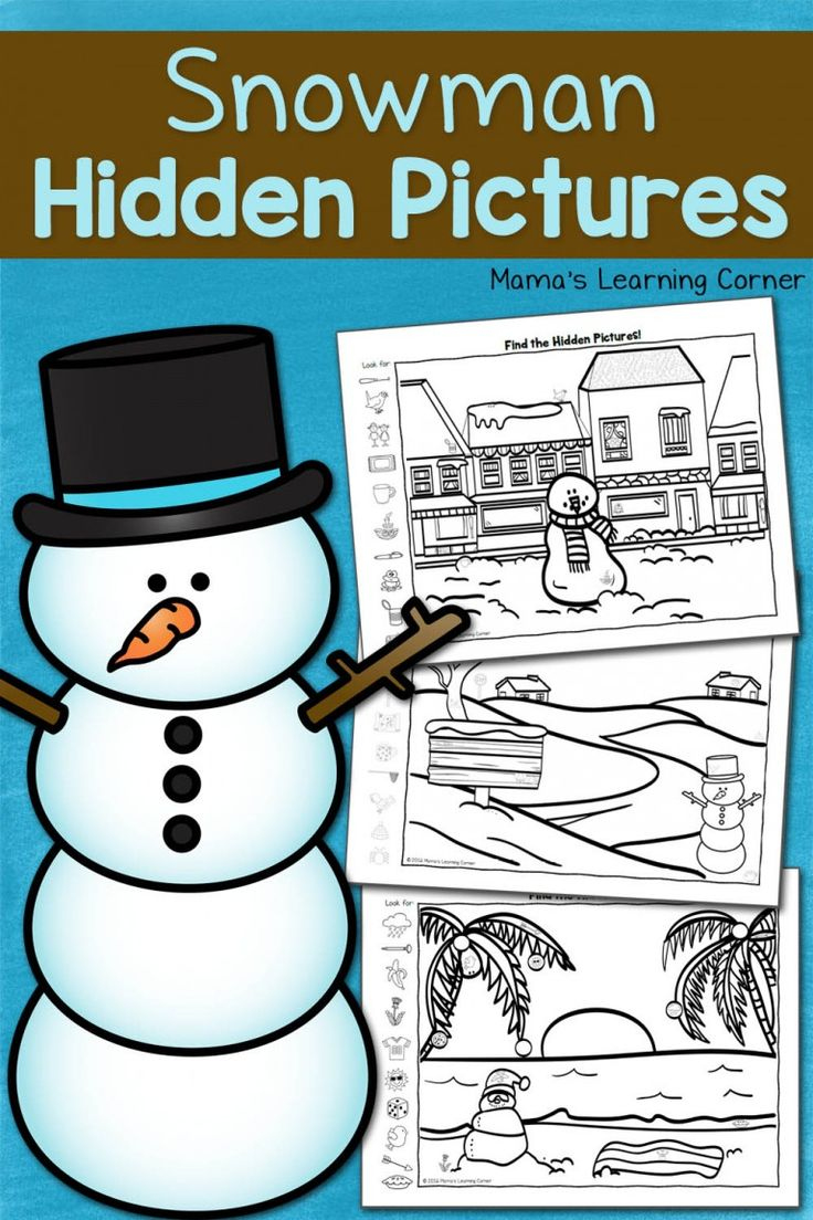 Snowman Hidden Picture Worksheets inside Hidden Pictures in Snowmen at Christmas