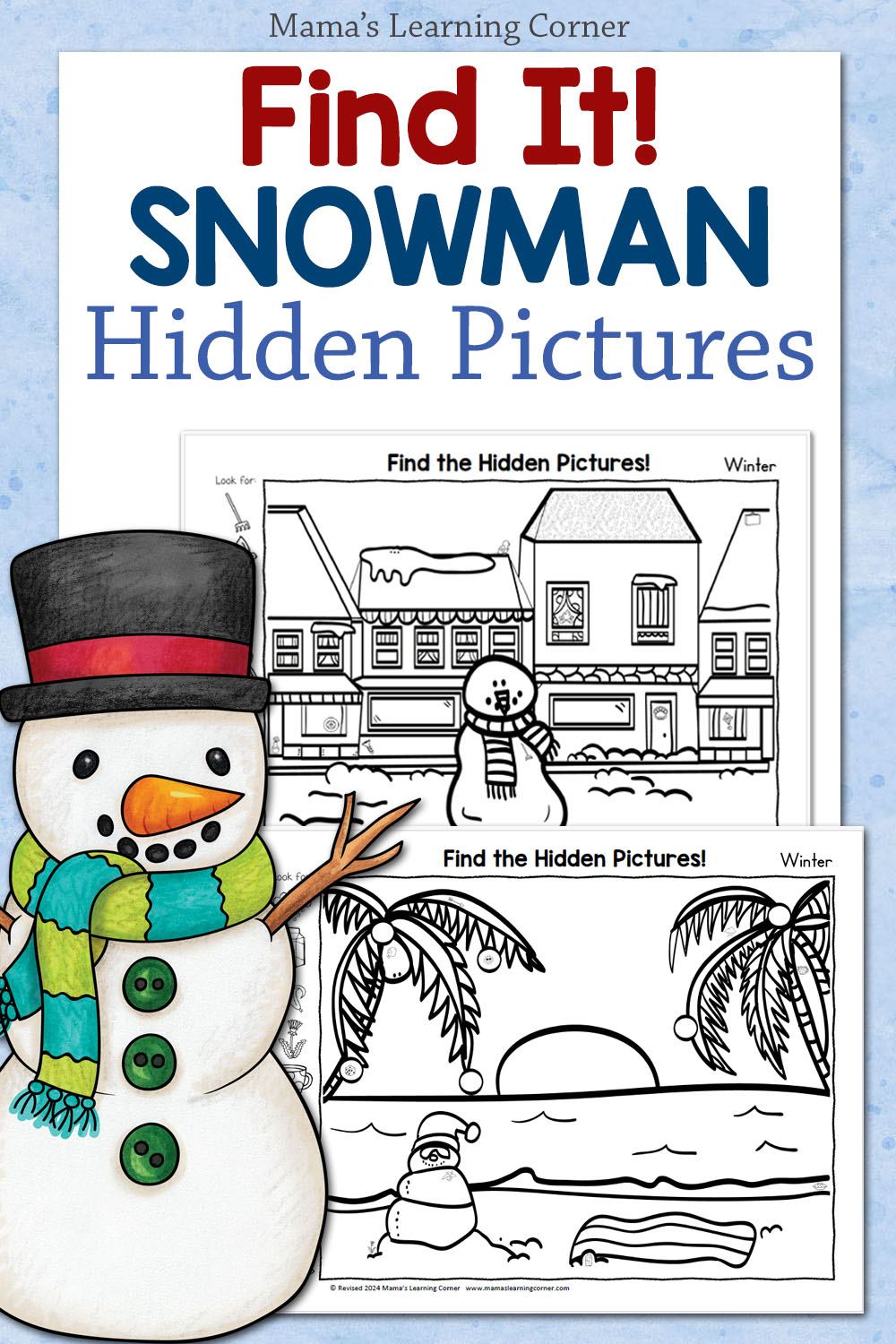 Snowman Hidden Picture Worksheets - Mamas Learning Corner pertaining to Snowmen All Year Hidden Pictures