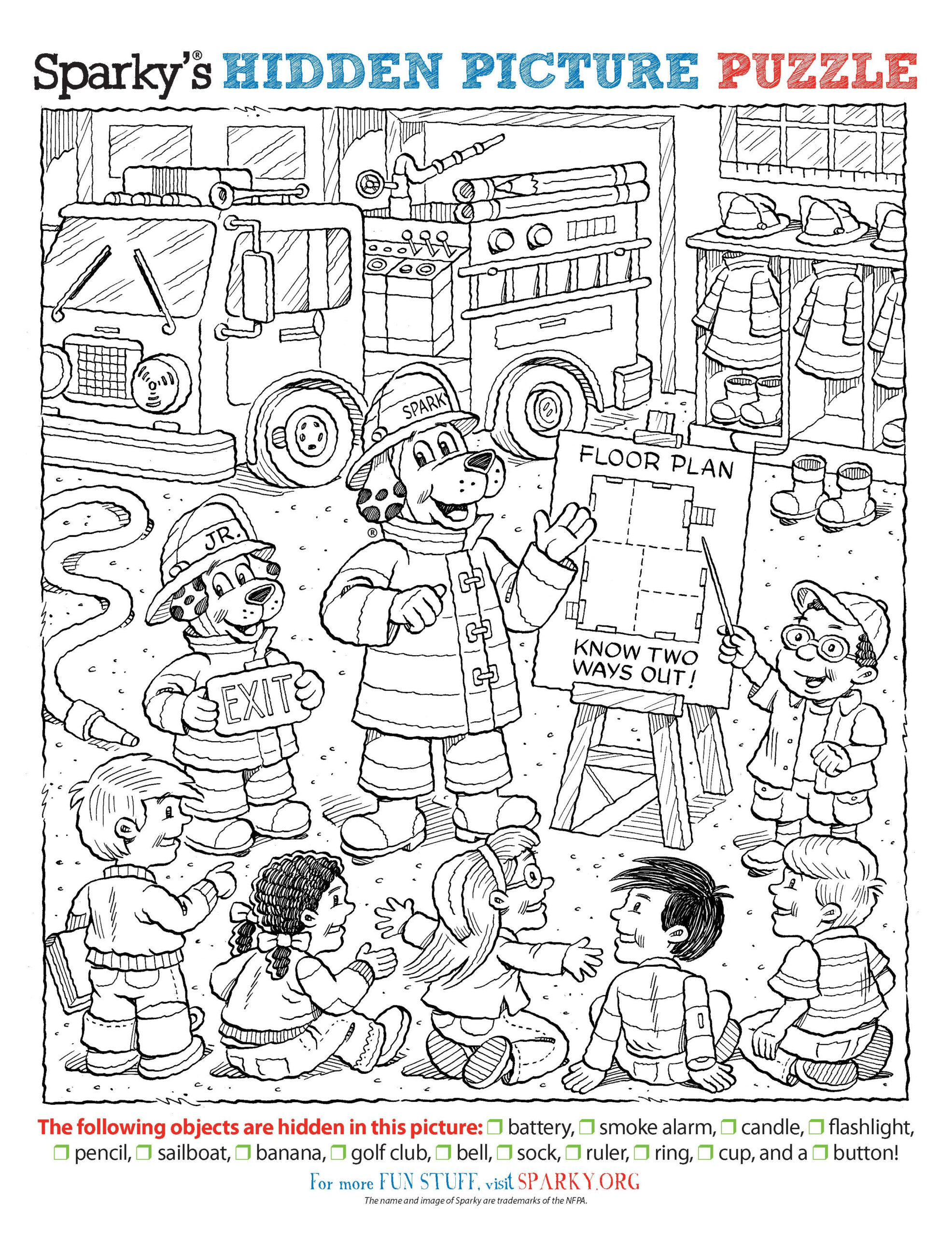 Sparkys Hidden Picture Puzzle_Page_1 | San Carlos Park Fire with September Hidden Objects Printable