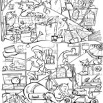 Spring Cleaning Coloring Page   Chris Morris Illustration With Regard To Hidden Pictures Sheep Shearing Salon