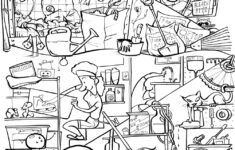 Spring Cleaning Coloring Page - Chris Morris Illustration within Hidden Pictures Sheep Shearing Salon Answers