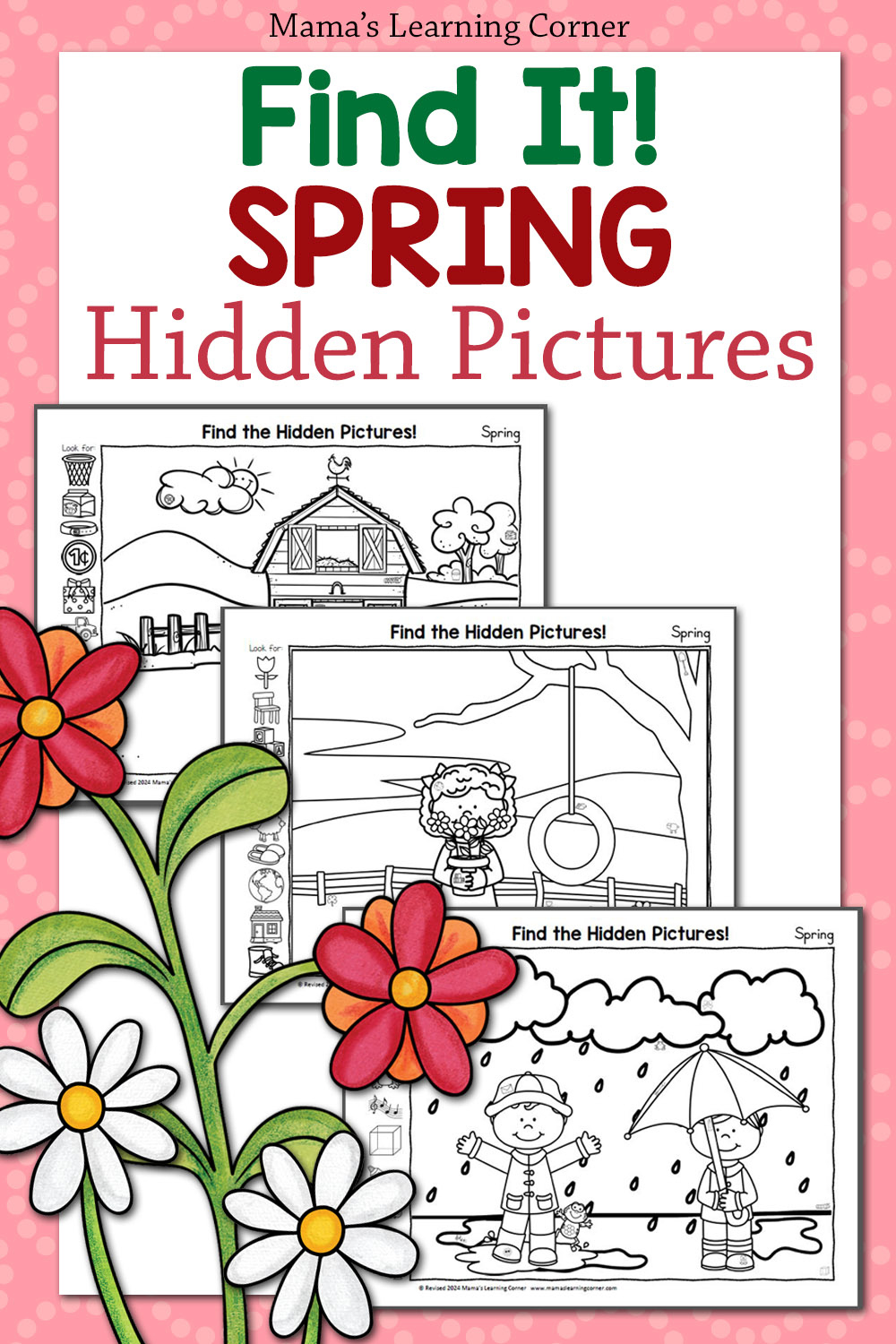 Spring Hidden Picture Printables For Kids - Mamas Learning Corner intended for August Hidden Picture Prits