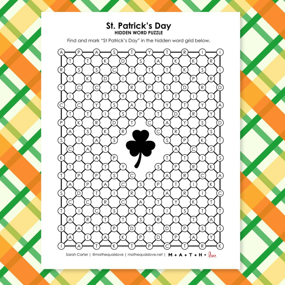 St. Patrick&amp;#039;S Day Hidden Word Puzzle | Math = Love within St Patrick Day Hidden Pictures