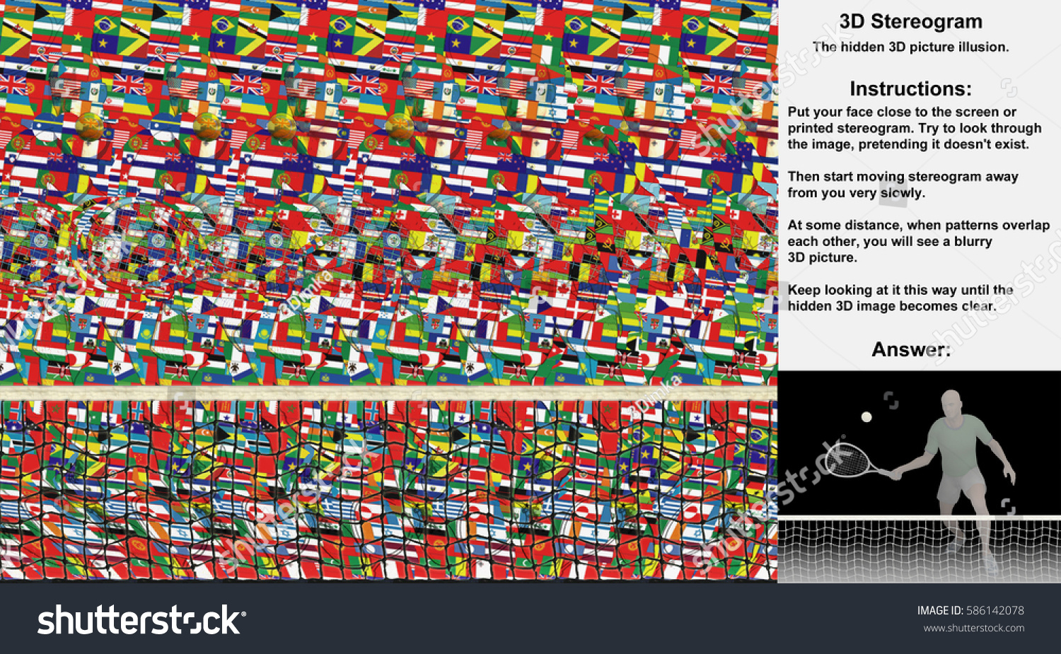 Stereogram Illusion Tennis Player Hidden 3D: Stockillustration throughout 3D Hidden Pictures And Answers