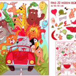 Stock Vektorgrafik „Find Hidden Objects. Animal Ridecar With Find The Objects Printable Stock Vektorgrafik „Find Hidden Objects. Animal Ridecar With Find The Objects Printable