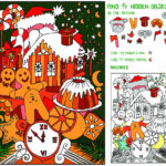 Stock Vektorgrafik „Find Hidden Objects. Christmas Puzzle For Kids In Christmas Find The Hidden Pictures