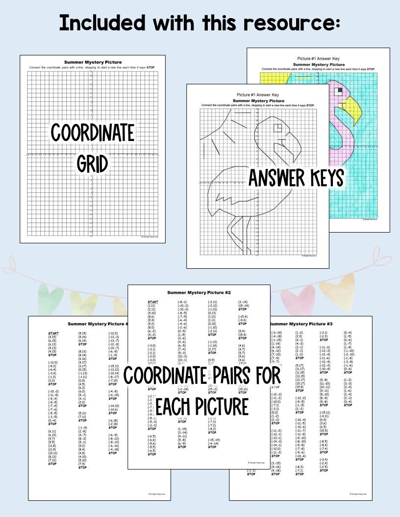 Summer Coordinate Plane Graphing Mystery Pictures Four Quadrant intended for Carson Dellosa Coordinate Graphing Hidden Pictures