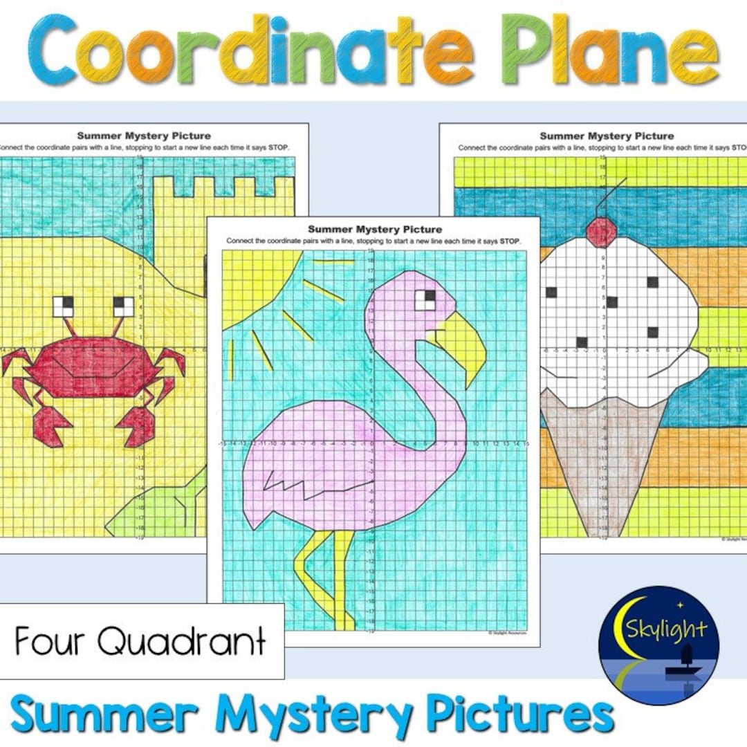 Summer Coordinate Plane Graphing Mystery Pictures Four Quadrant regarding Carson Dellosa Coordinate Graphing Hidden Pictures