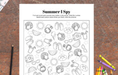 Summer I Spy Fun Activity Sheet For Kids: Count And Color Your inside Hidden Pictures Printable Seasonal