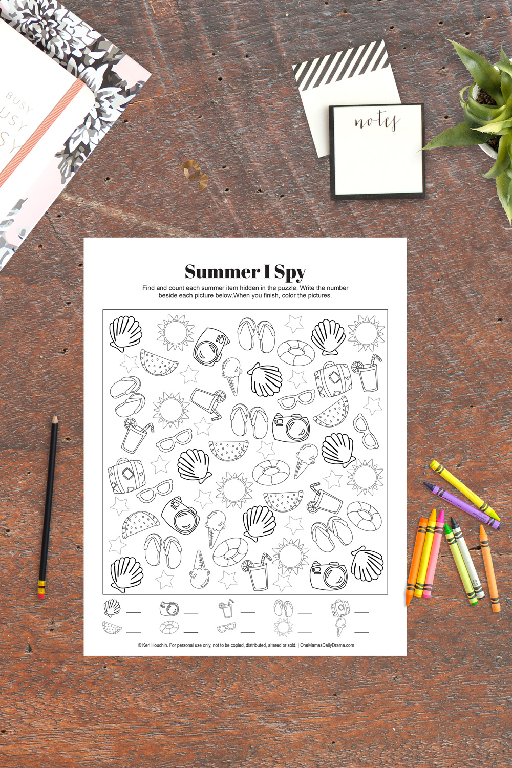 Summer I Spy Fun Activity Sheet For Kids: Count And Color Your inside Hidden Pictures Printable Seasonal