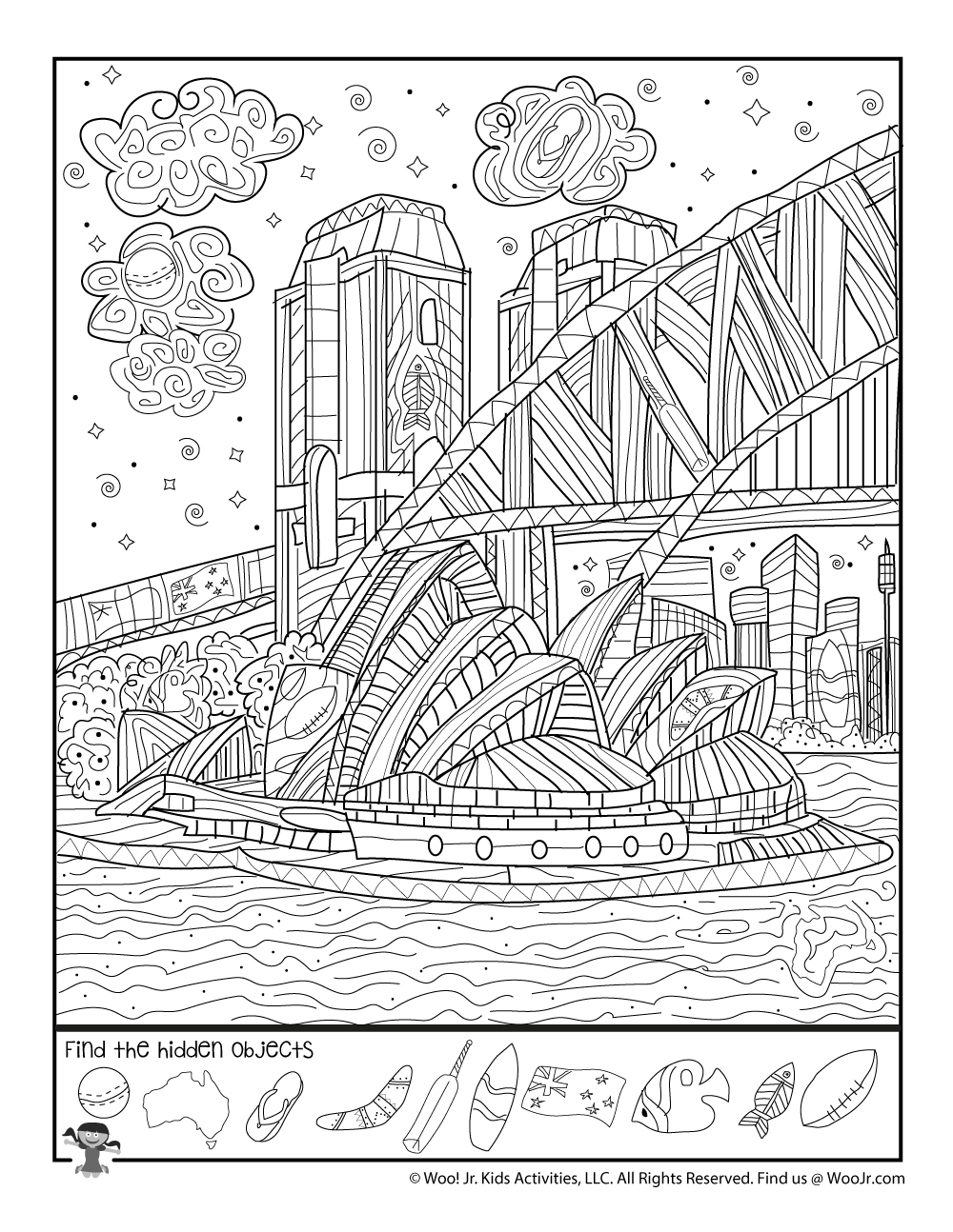 Sydney Opera House Hidden Picture Worksheet | Woo! Jr. Kids for Hidden Picture New and Difficult