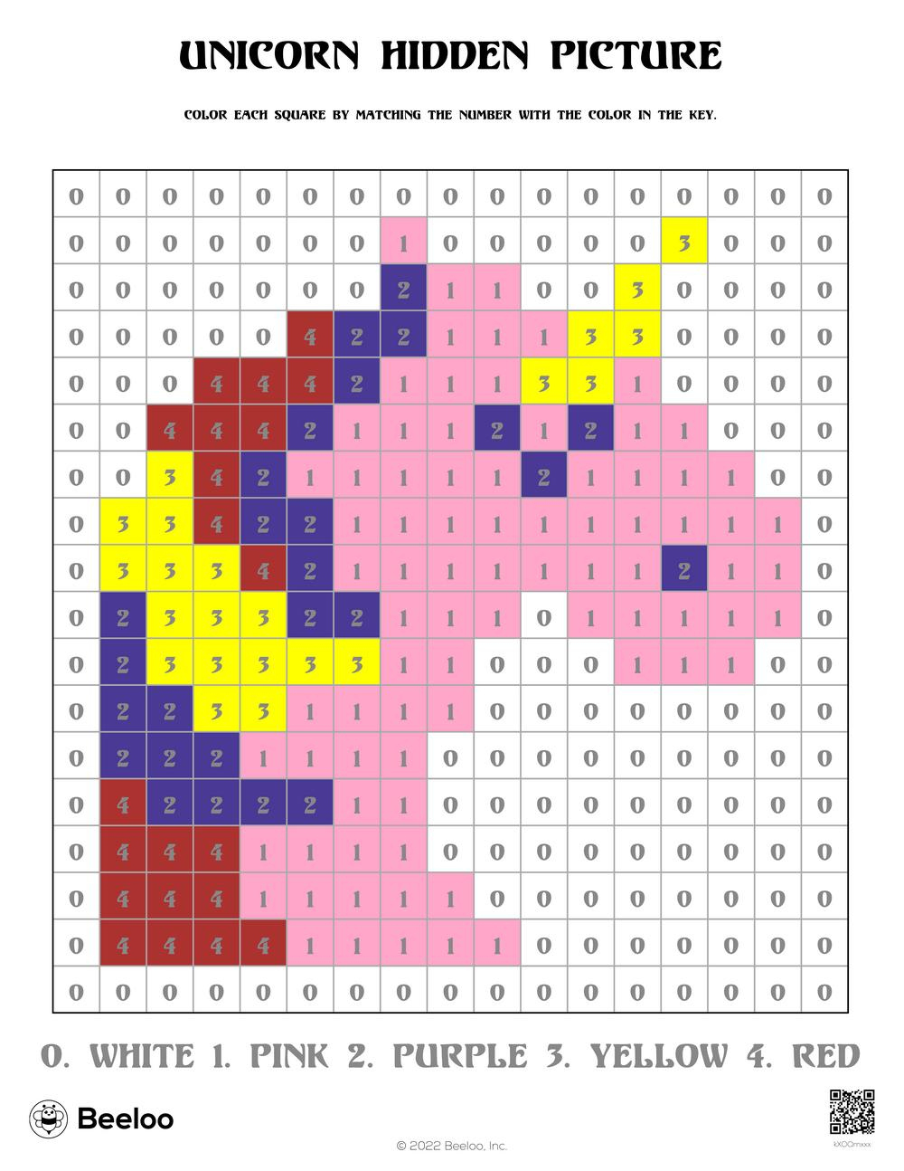 Unicorn Hidden Picture • Beeloo Printable Crafts And Activities in Color by Number Hidden Pictures