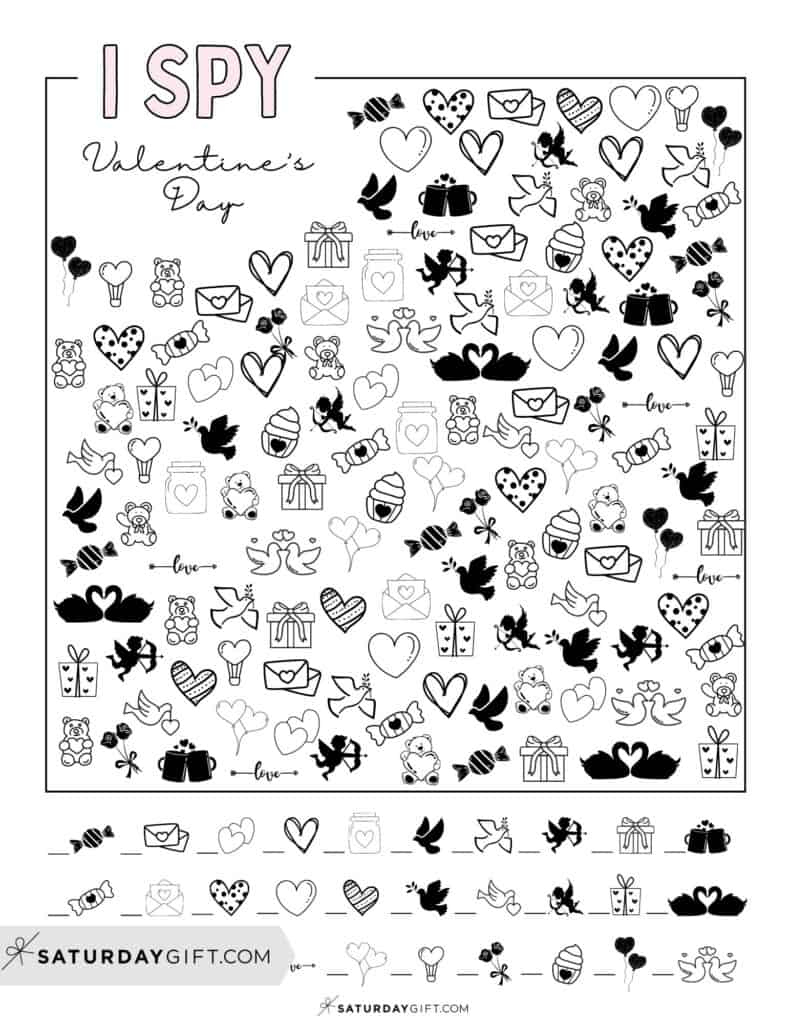 Valentines Day I Spy Printable - Cute &amp;amp; Free | Saturdaygift pertaining to Valentine Day Hidden Picture Printable