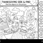 Vector Black And White Thanksgiving Searching Game Or Coloring Inside Black And White Hidden Pictures