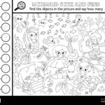 Vector Mermaid Black And White Searching Game With Ocean Kingdom Within Hidden Pictures Print