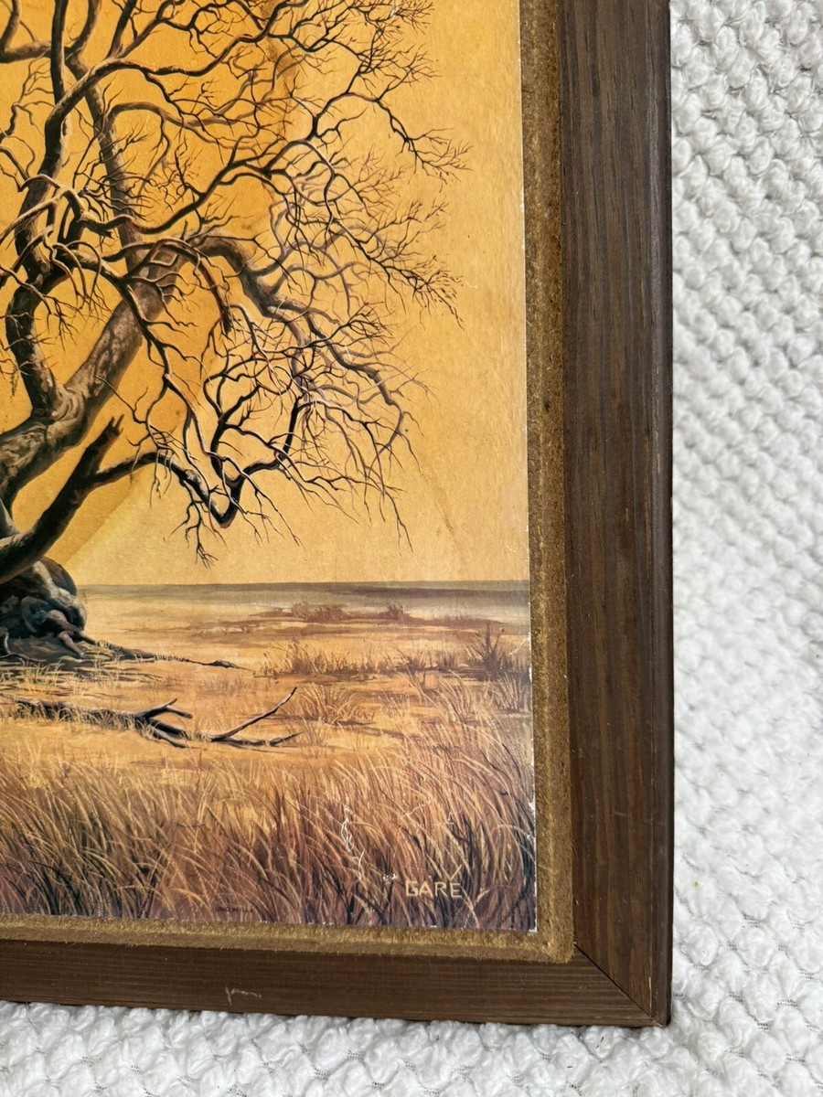Vintage Framed Print-Tree Of Life- Signed “Gare”Rustic Mid-Century with Gare Barks Tree of Life Hidden Pictures